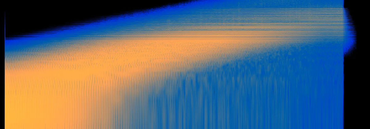 Spectrogram: a band of energy rising from low to high frequencies over eight seconds